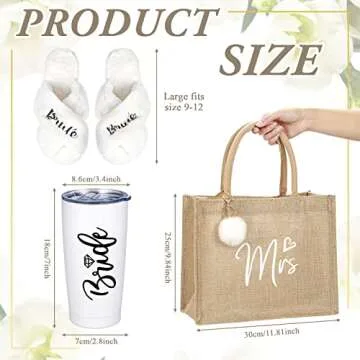 Handepo Bridal Party 5 Pcs Slippers Robes Tote Set