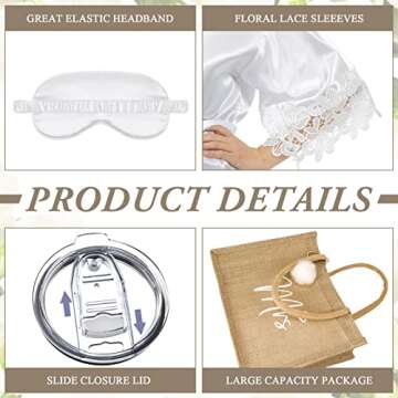 Handepo Bridal Party 5 Pcs Slippers Robes Tote Set