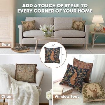 Elegant Charlotte Decorative Pillow Covers - 14x14 Tapestry