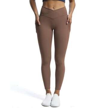 Aoxjox Trinity High Waisted Yoga Pants with Pockets for Women Tummy Control Cross-Waist Buttery Soft...