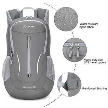 ZOMAKE Ultra Lightweight Packable Backpack 25L - Foldable Hiking Backpacks Water Resistant Small Folding Daypack for Travel(Dimgray)
