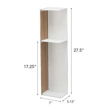 Yamazaki Home Supplies Organizer-Slim Bathroom Storage Shelves | Steel + Wood | Toilet Paper Stocker, One Size, Ash