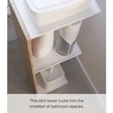 Yamazaki Home Supplies Organizer-Slim Bathroom Storage Shelves | Steel + Wood | Toilet Paper Stocker, One Size, Ash