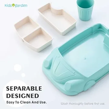 Kids Garden Car Plate Set - Eco-Friendly Bamboo Dinnerware