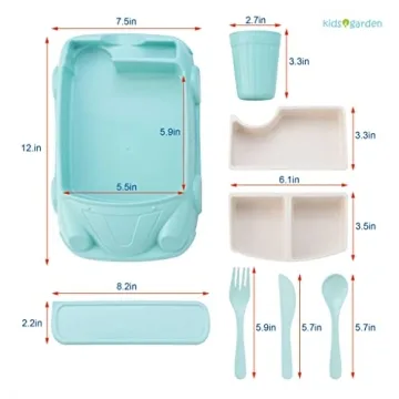 Kids Garden Car Plate Set - Eco-Friendly Bamboo Dinnerware