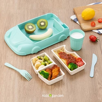 Kids Garden Car Plate Set - Eco-Friendly Bamboo Dinnerware