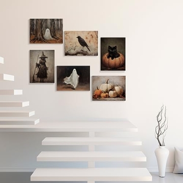 Vintage Halloween Canvas Wall Art Collection - 6 Piece