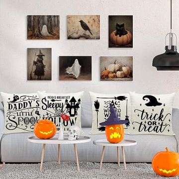Vintage Halloween Canvas Wall Art Collection - 6 Piece