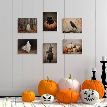 Vintage Halloween Canvas Wall Art Collection - 6 Piece