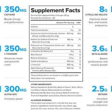 LEGION- All Natural Nitric Oxide Preworkout Drink to Boost Energy, Creatine Free, Naturally Sweetene...