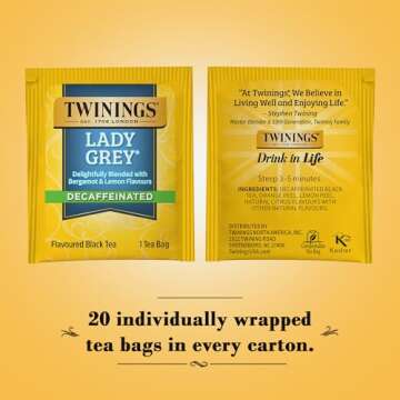 Twinings Tea Lady Grey Decaffeinated Tea - Delicate Citrusy Flavor and Uplifting Aroma, Decaf Black ...