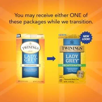 Twinings Tea Lady Grey Decaffeinated Tea - Delicate Citrusy Flavor and Uplifting Aroma, Decaf Black Tea Bags Individually Wrapped, 20 Count