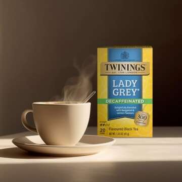 Twinings Tea Lady Grey Decaffeinated Tea - Delicate Citrusy Flavor and Uplifting Aroma, Decaf Black Tea Bags Individually Wrapped, 20 Count