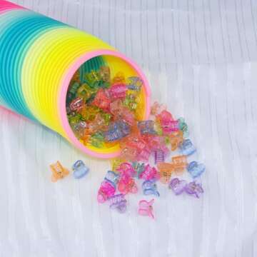 GTTUKK 100Pcs Multicolor Transparent Mini Hair Clips,Tiny Claw Clips,Cute Jaw Clips, Hair Pins, Barrettes, Hair Accessories For Women Teens (Heart)