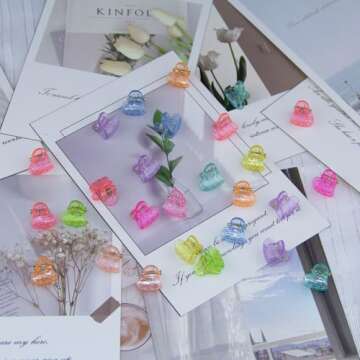 GTTUKK 100Pcs Multicolor Transparent Mini Hair Clips,Tiny Claw Clips,Cute Jaw Clips, Hair Pins, Barrettes, Hair Accessories For Women Teens (Heart)