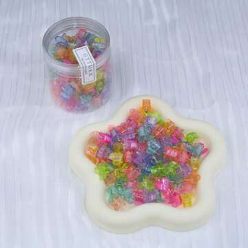 GTTUKK 100Pcs Multicolor Transparent Mini Hair Clips,Tiny Claw Clips,Cute Jaw Clips, Hair Pins, Barrettes, Hair Accessories For Women Teens (Heart)