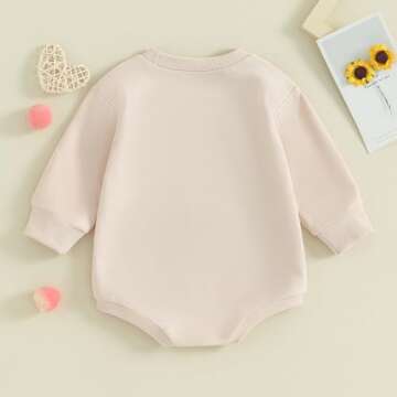 LAGKIYOJ Baby Girl Boy Valentines Day Outfits Letter Sweater Romper Long Sleeve Crewneck Sweatshirt Newborn Spring Clothes (Mama's, 0-3 Months)