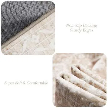 Soalmost Area Rugs 5x7 for Living Room, Floral Washable Rugs for Dining Room, Bedroom, Kitchen, Vintage Non-Slip Thin Area Rug(Beige, 5'x7')