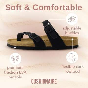 CUSHIONAIRE Luna Cork Footbed Sandals for Women