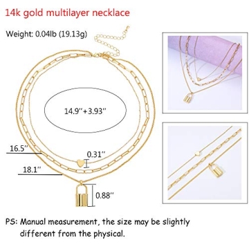 micuco 14K Gold Plated Layered Necklace for Women