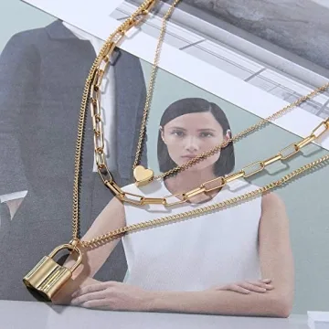 micuco 14K Gold Plated Layered Necklace for Women