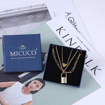 micuco 14K Gold Plated Layered Necklace for Women
