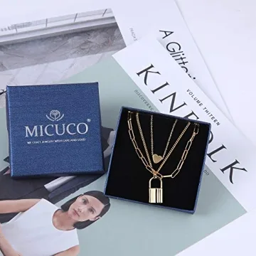 micuco 14K Gold Plated Layered Necklace for Women
