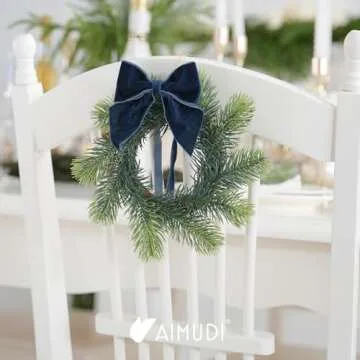 AIMUDI Navy Blue Velvet Bows 4" Christmas Bows for Gift Wrapping Velvet Bows for Christmas Tree, Holiday Crafts, Wreath, Garland, Staircase, Home Outdoor Winter Christmas Decorations, 12 PCs