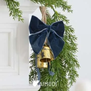 AIMUDI Navy Blue Velvet Bows 4" Christmas Bows for Gift Wrapping Velvet Bows for Christmas Tree, Holiday Crafts, Wreath, Garland, Staircase, Home Outdoor Winter Christmas Decorations, 12 PCs