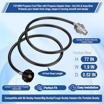 Quality Propane Heater Fuel Filter with 6FT Hose for All Models