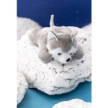 Wildlife Tree 12 Pack Wolf Husky Mini 4 Inch Small Stuffed Animals, Bulk Bundle Zoo Animal Toys, Forest Party Favors for Kids