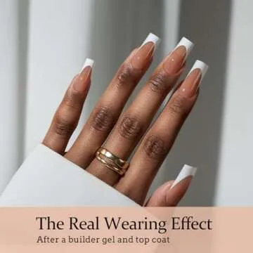 BTArtboxnails XCOATTIPS Deep French Tip Nails - Modern French Tip Press on Nails, 150 Pcs Brown Long Square Soft Gel Nail Tips, Soak Off Acrylic Fake Nails for DIY Nail Art