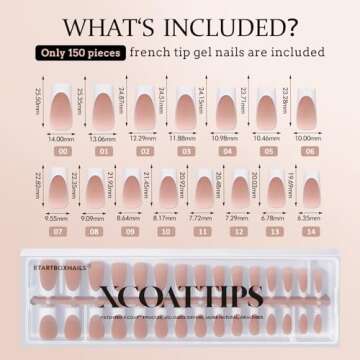 BTArtboxnails XCOATTIPS Deep French Tip Nails - Modern French Tip Press on Nails, 150 Pcs Brown Long Square Soft Gel Nail Tips, Soak Off Acrylic Fake Nails for DIY Nail Art