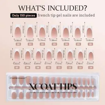 BTArtboxnails XCOATTIPS Deep French Tip Nails - Modern French Tip Press on Nails, 150 Pcs Brown Long Square Soft Gel Nail Tips, Soak Off Acrylic Fake Nails for DIY Nail Art