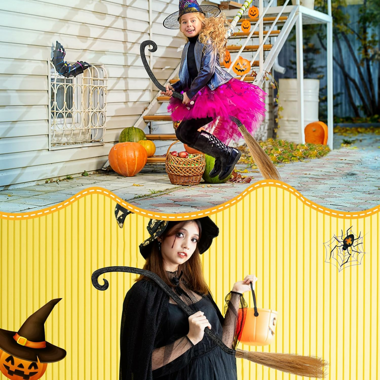 Witch Broom Props for Halloween Kids Costumes