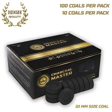 Charcoal Masters Instant Light Coals for Hookah - 100 Pack