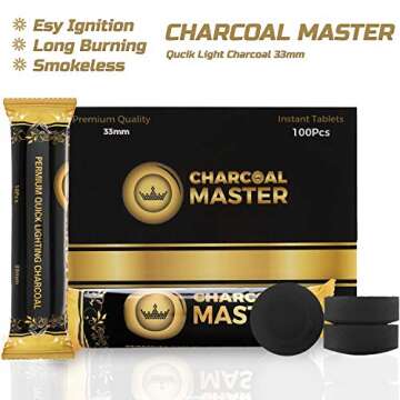 Charcoal Masters Instant Light Coals for Hookah - 100 Pack