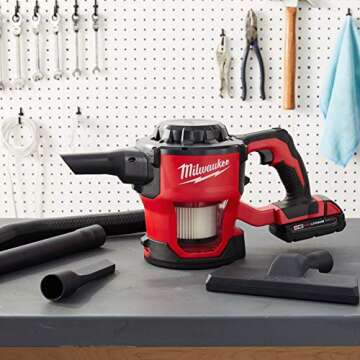 Milwaukee 0882-20 M18 Lithium Ion Cordless Compact 40 CFM Hand Held Vacuum w/ Hose Attachments and Accessories (Batteries Not Included, Power Tool Only)