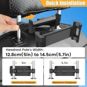 najiaxiaowu Tablet Holder for Car,ipad Headrest Mount for 5.5-18.4 Inch Tablet/ipad/Phones Car Tablet Holder with 360°Rotating Adjustable Trip Essentials,Black