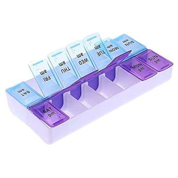 Weekly Pill Organizer with AM/PM Compartments for Travel