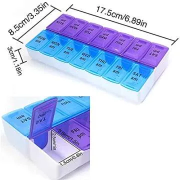 Weekly Pill Organizer with AM/PM Compartments for Travel