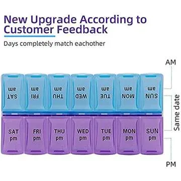 Weekly Pill Organizer with AM/PM Compartments for Travel