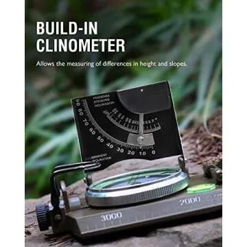 Military Metal Sighting Compass with Clinometer for Adventures