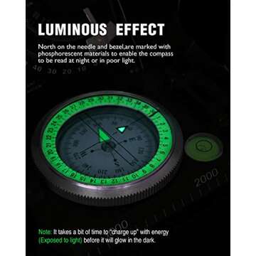 Military Metal Sighting Compass with Clinometer for Adventures