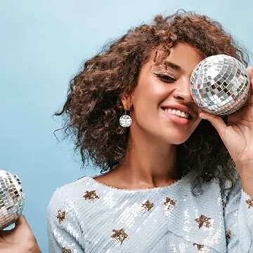 Disco Ball Earrings Disco Outfit Woman 70s 80s 90s Disco Dangle Earrings Disco Outfits for Women Cou...