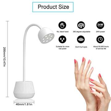 LXIANGN LED UV Nail Lamp for Gel Nails,24W 360° Rotatable Gooseneck UV Light Nail Polish Curing Lamp Nail Dryer for DIY Home & Salon Manicure