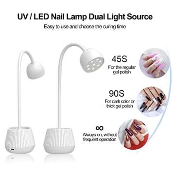 LXIANGN LED UV Nail Lamp for Gel Nails,24W 360° Rotatable Gooseneck UV Light Nail Polish Curing Lamp Nail Dryer for DIY Home & Salon Manicure