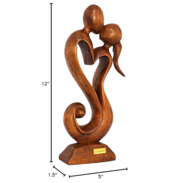 G6 Collection 12" Wooden Handmade Abstract Sculpture Statue Handcrafted - Eternal Love - Gift Art Decorative Home Decor Figurine Accent Decoration Artwork Hand Carved