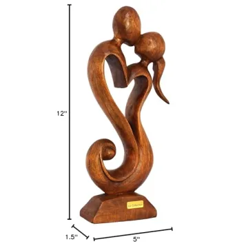 G6 Collection 12" Wooden Handmade Abstract Sculpture Statue Handcrafted - Eternal Love - Gift Art Decorative Home Decor Figurine Accent Decoration Artwork Hand Carved