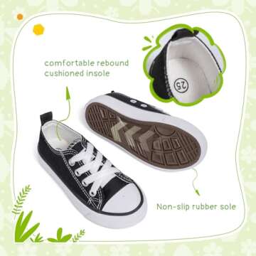 Sonsage Toddler Boys Girls Canvas Sneakers Soft Sole T-Strap Shoes Lightweight Comfy Classical Flats Non Skid Shoe for Little Kids